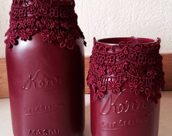 Cranberry Lace Mason Jars!!