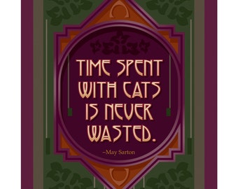 Arts and Crafts Mission Style Unframed Print. Cat subject. Great for Arts and Crafts, Mission style and Craftsman homes.
