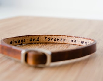 Secret Hidden Message Skinny Adjustable Leather Bracelet