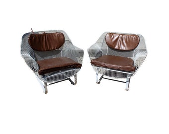 Mid Century Modern Woodard Sculptura Pair Rare Patio Rocking Chairs