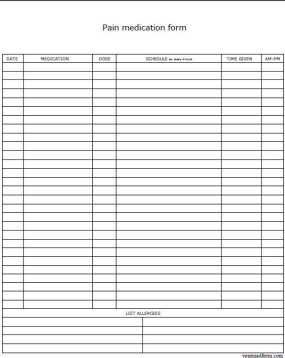 sugar 5 hour blood test Digital Printable Medication Health Pain Forms / / Log PDF /