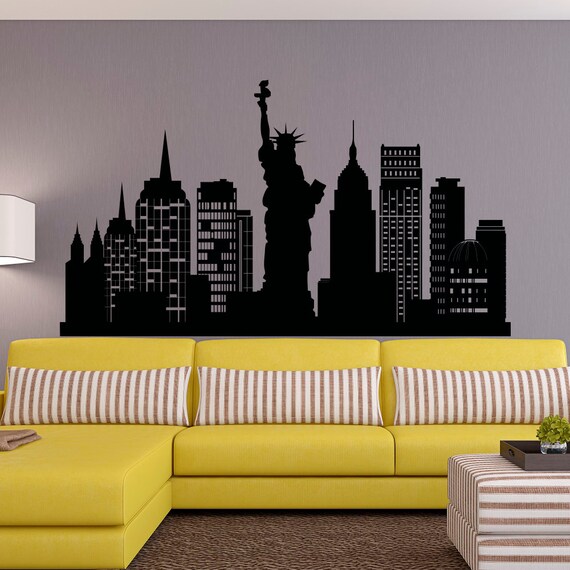new york city skyline wall decal nyc silhouette new york wall