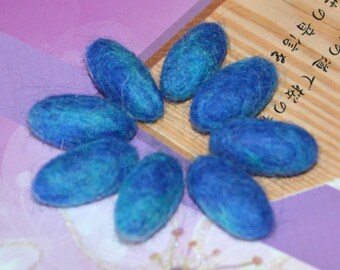 8pcs Felted Wool Pebbles (Blue & Cobalt Blue)