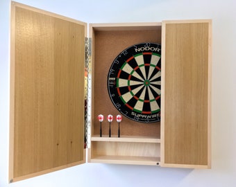 Solid Hardwood Dart Board Cabinets with Modern Lines