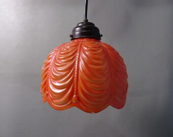 Orange glass pendant lamp lampshade-Early 1900