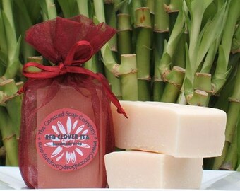Red Clover Tea Handmade Cold Process Soap Bar, 4oz - best selling fragrance,burgundy, vegan,natural,organic sustainable palm oil,organza bag
