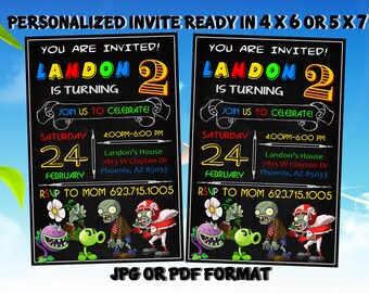 free plants vs zombies party invitations
