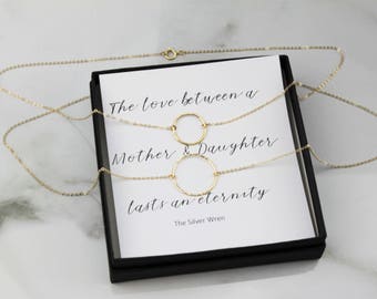 Mother Daughter Necklaces, Christmas Gifts, Mother Daughter Jewelry, Mother Daughter Matching, Mother's Day Gift, Eternity Ring, Meaningful