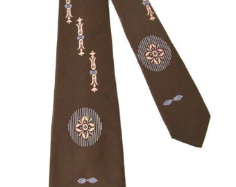 Vintage Beau Brummel Brown Silk Tie