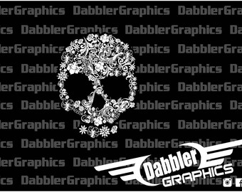 Floral Skull Pretty Delicate Decal Sticker