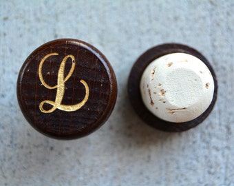 Monogrammed Wooden Wine Stopper - Favors, Birthday Gift, Christmas Stocking Stuffer, Holiday Gift Wine Corporate Gift, Coworker Gift Wine