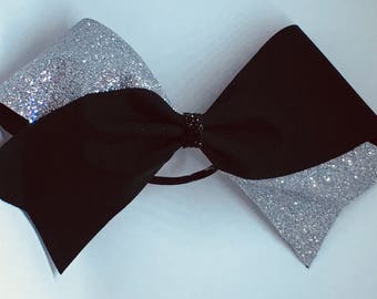 Black and silver glitter Cheer Bow