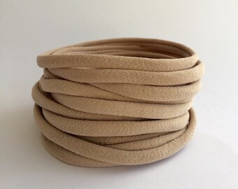 25 NYLON HAIR TIES - Wholesale Nylon Hairties - 25 pieces - Thin Nude Nylon Hair Ties - Hair Elastics - Bulk Lot Nylon Hair Elastics
