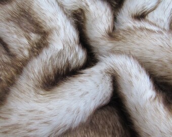 Toasted Marshmallow - Chocolate tipped white 25mm pile synthetic faux fur fabric -1/4m piece