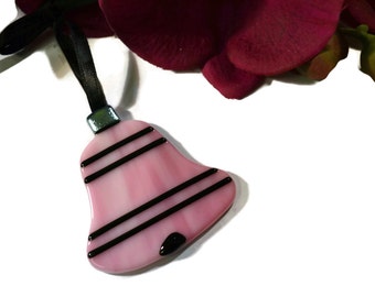 Diva Christmas Ornament, Fused Glass, Pink, Black, Sun Catcher, Retro, Old Fashioned, Girly