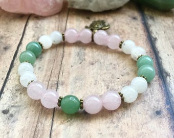 Fertility Bracelet, Moonstone, Aventurine Bracelet, Fertile Turtle Bracelet, Fertility Hope Jewelry, TTC Bracelet, Fertility Crystals.