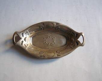 antique silver plated small serving tray, art deco