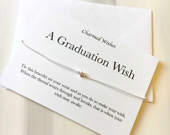 Graduation wish bracelet card, congratulations card, friendship bracelet, school leaver gift, graduation gift, graduation gift ideas for her