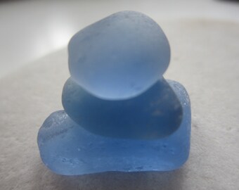 3 pcs Sea glass color light blue/Beach glass for jewelry making ,collections/Art.V-118