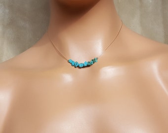Dainty Turquoise Necklace, Sterling Silver Necklace, Small Turquoise Jewelry, 925 Sterling Silver, Turquoise Necklace