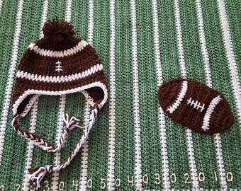 Football toddler hat and blanket set