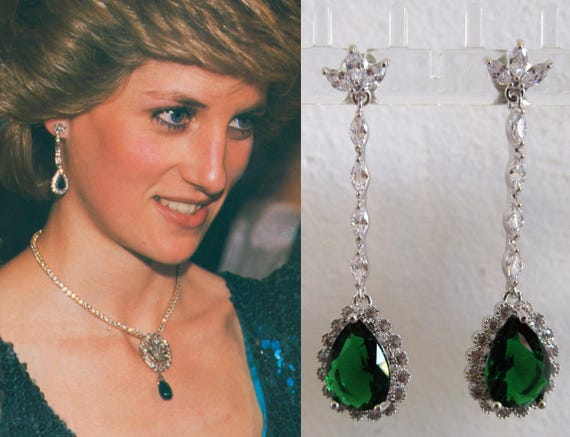 Diana Princess of Wales Lady Di Inspired Emerald and Clear