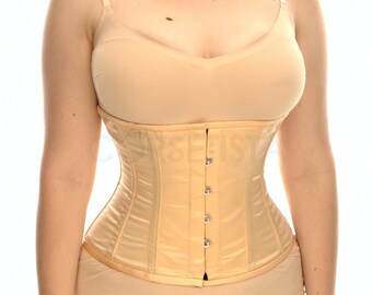 Underbust waist training tightlacing steel boned satin corset of casual "mini" shape