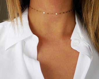 Thin Gold Choker | Gold Choker Necklace | 14kt Gold Filled