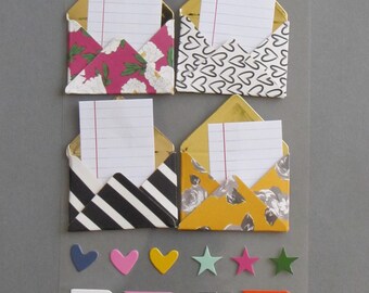 4 mini envelopes 3D stickers - for scrapbooking