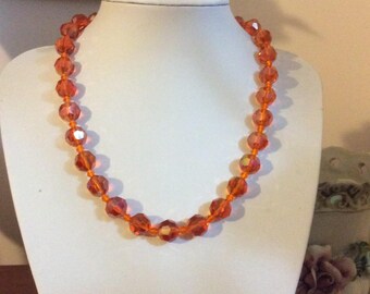 Orange vintage crystal ab necklace.