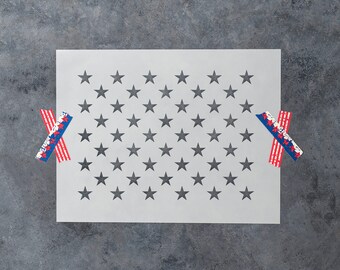 50 Stars Stencil - Reusable DIY Craft Stencils of 50 US American Flag Stars