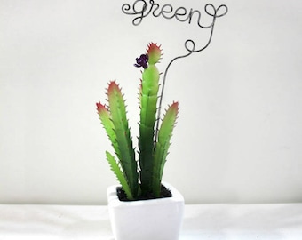 Green wording plant stake / garden marker wired craft