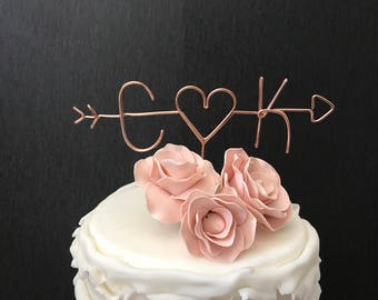Rose Gold Cake Topper Wedding - Wedding Cake Topper - Wire Cake Topper - Cake Topper Arrow - Wire Wedding Cake Topper - Cake Topper