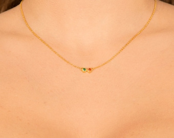 Birthstone necklace for mom, Sister necklace birthstone, Best friend birthstone necklace, 2 Birthstone necklace, Valentines necklace for her