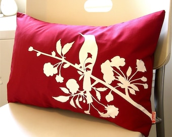 Limited Time Sale Red Blooming Blossom Rectangle Pillow READY TO SHIP