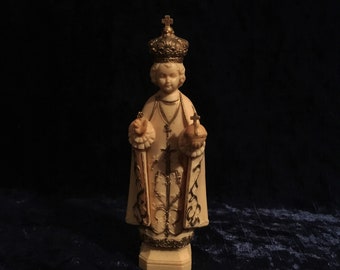 Extra Nice Vintage Hand Painted Plastic Infant Of Prague Statue
