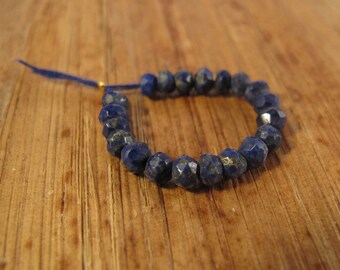 Natural Lapis Beads, 20 Faceted Lapis Lazuli Rondelles, 3mm - 4mm, 20 Count, Tiny Gemstone Rondelles, Jewelry Supplies (L-Lap3)