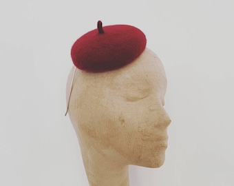 Burgundy Button Beret