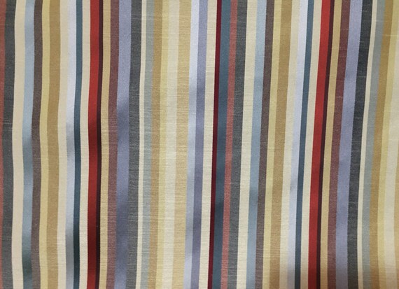 Blue Red. and Gold Multicolored Stripe Upholstery Fabric by