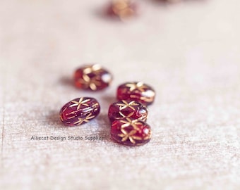 20 Garnet Star 6x4mm RiceCzech Glass Beads (A319)