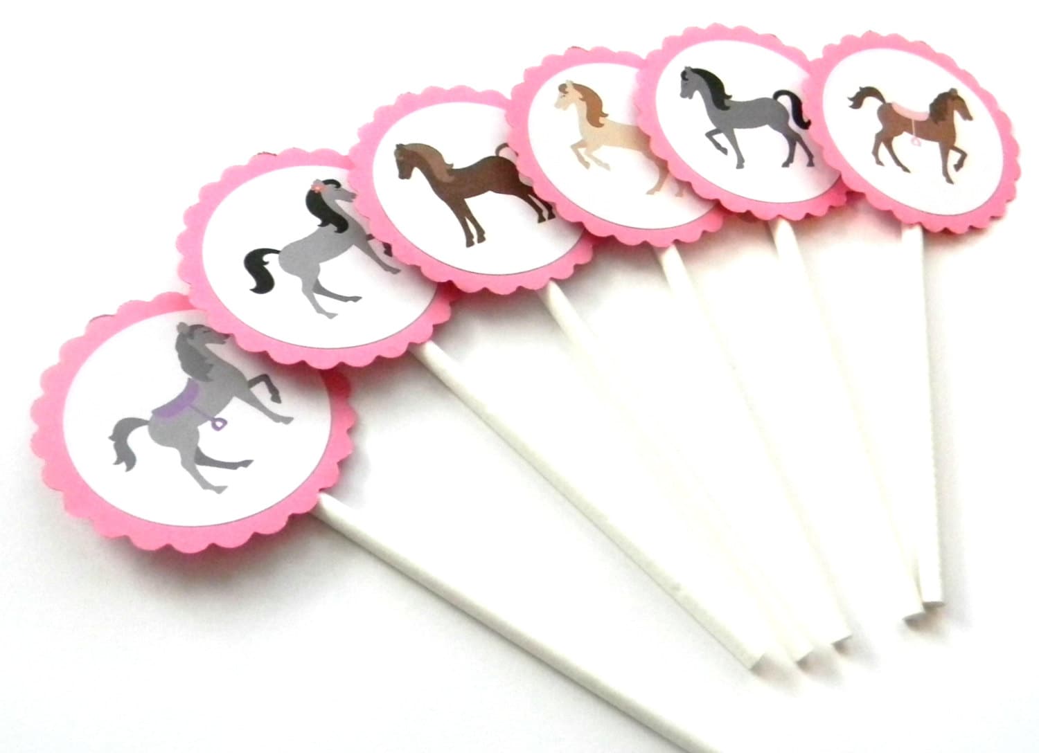 12 caballo Cupcake Toppers primer cumpleaños tema de