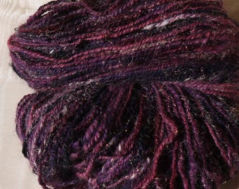 Hand Spun Hand Dyed Angora Yarn with Glitter