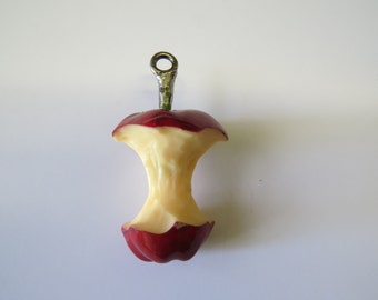 Vintage rouge/crème Apple Core à capuche Pull/pendentif
