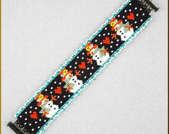 Snowman Line- Up Peyote Bracelet Pattern