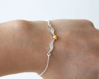 Golden Ball Bracelet-Handmade Sterling Silver 925 with18k Gold Plated-Glossy Finish-Silver Bracelet Chain