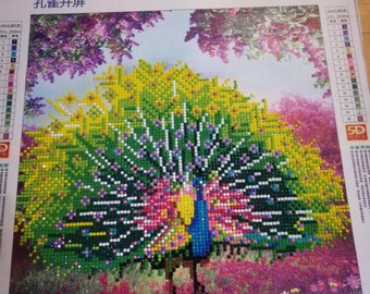 Framed Diamond painting image, handmade