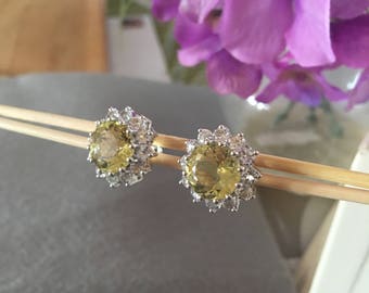 Lemon Quartz with White Topaz Earrings