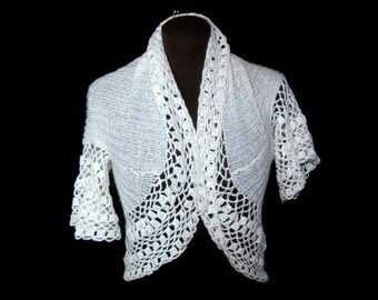 70's Tippet bolero, Hand knitted/crochet in Finland