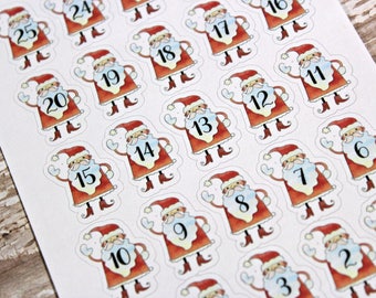 Christmas Countdown Planner Stickers - Reminder Stickers - Planner Stickers - Santa Countdown stickers - Happy Planner - Christmas stickers
