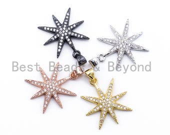 CZ Micro Pave Star Pendant/Charm,Cubic Zirconia Paved Charm, Necklace Bracelet Charm Pendant, 28x20mm,1pc/2pcs, sku#F154
